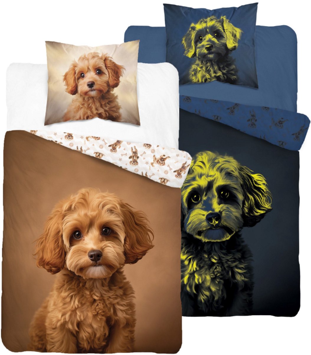 Labradoodle dekbedovertrek 140x200 Duurzaam Puppy 2in1