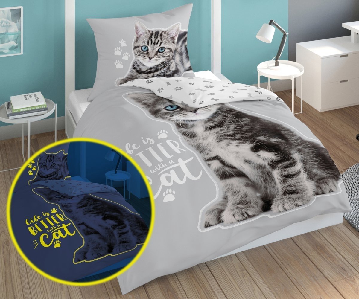 Poes Dekbedovertrek 140x200 GLow In the Dark Duurzaam