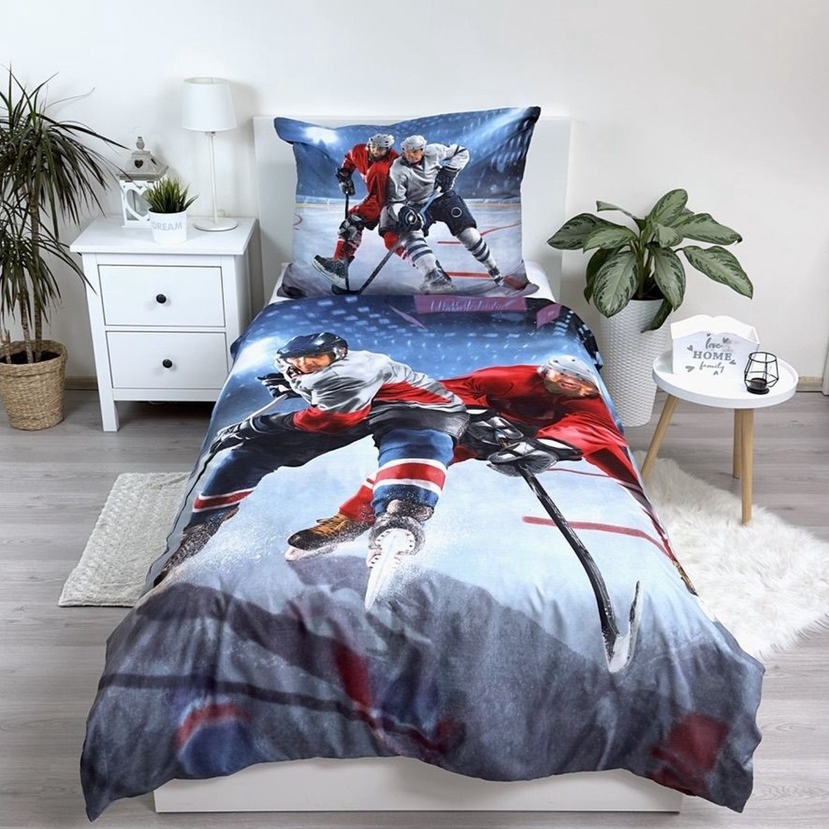 Dekbedovertrek IJshockey 140x200 Duurzaam Polyester 3D Effect 2in1