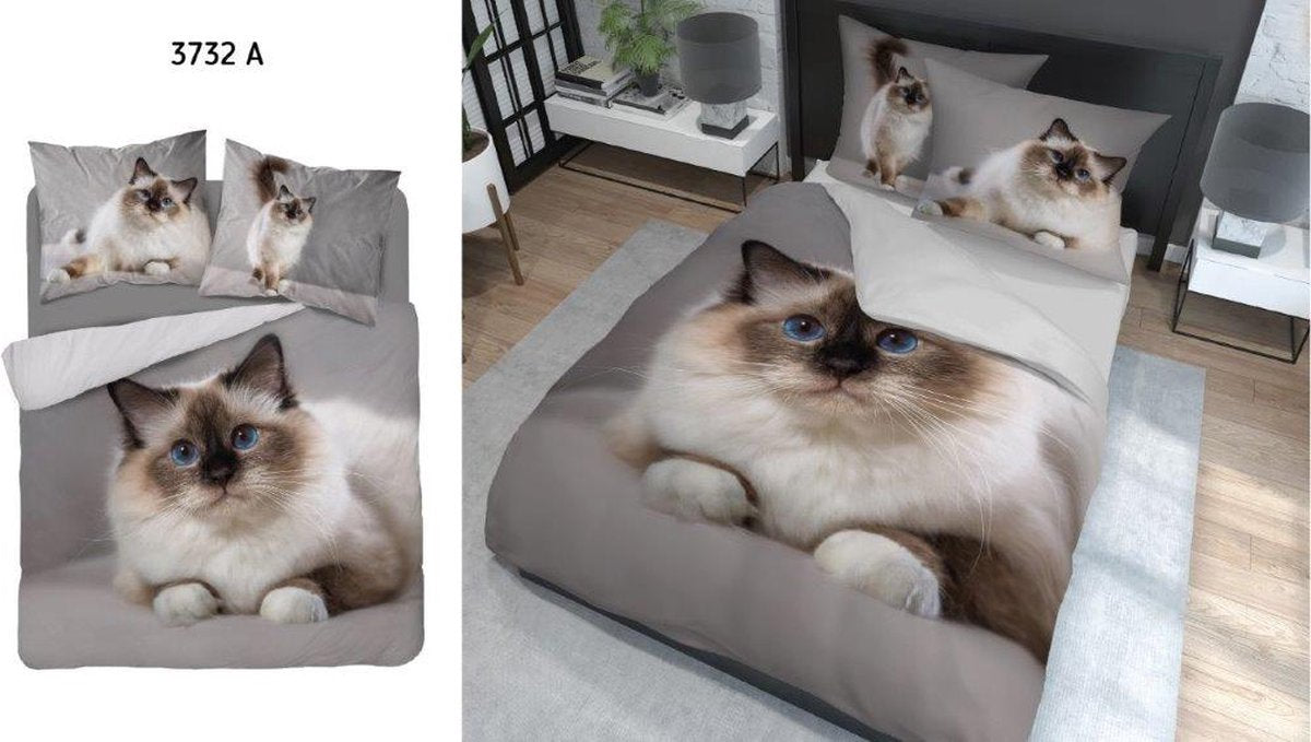 Poes Dekbedovertrek 220x200cm Duurzaam 2in1 Katoen