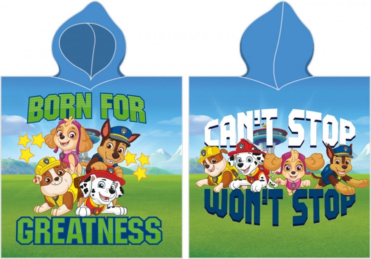 Paw Patrol Poncho 50x115 Katoen Duurzaam 2in1