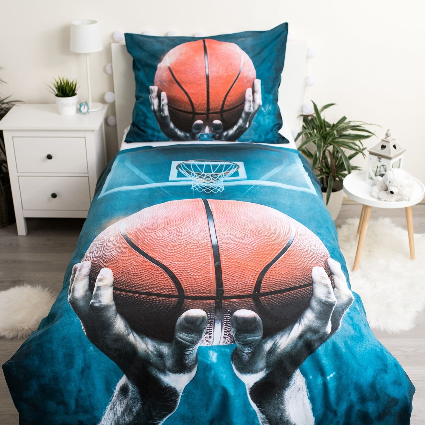 Basketbal Dekbedovertrek 140x200 Katoen 2in1