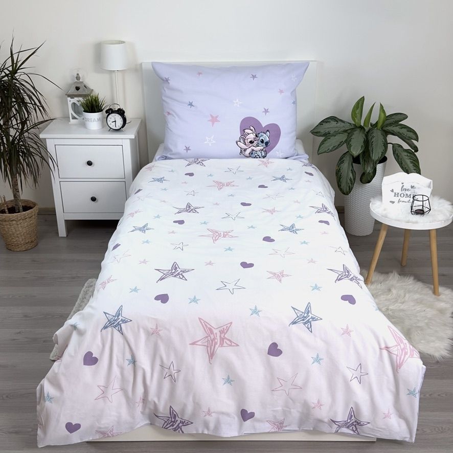 Disney Lilo Stitch Eenpersoons Dekbedovertrek 140x200 cm Katoen 2in1 Duurzaam