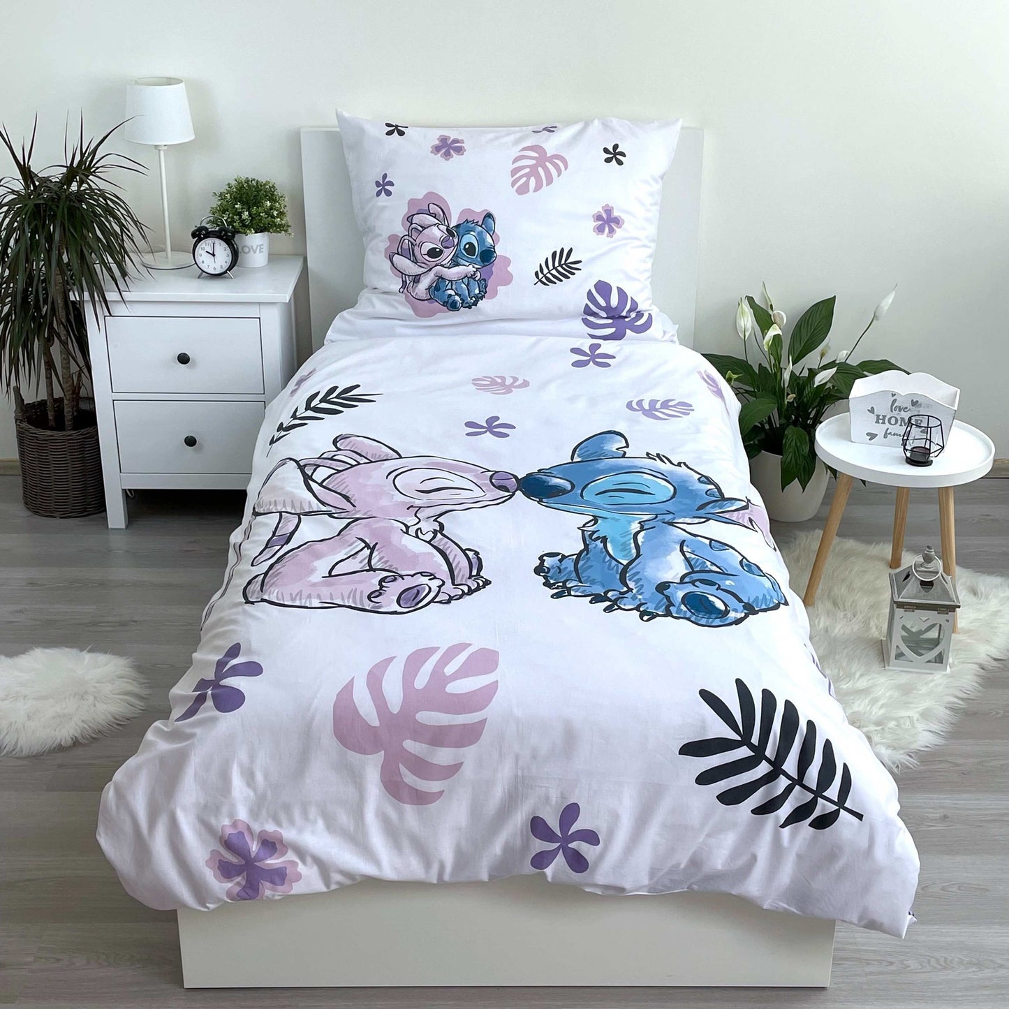 Disney Lilo Stitch Eenpersoons Dekbedovertrek 140x200 cm Katoen 2in1 Duurzaam