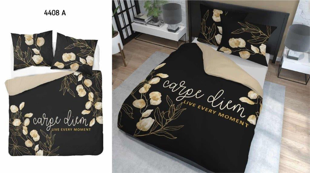 Carpe Diem Dekbedovertrek Tweepersoons 220x200cm Katoen Grotekussensloop 70x80cm