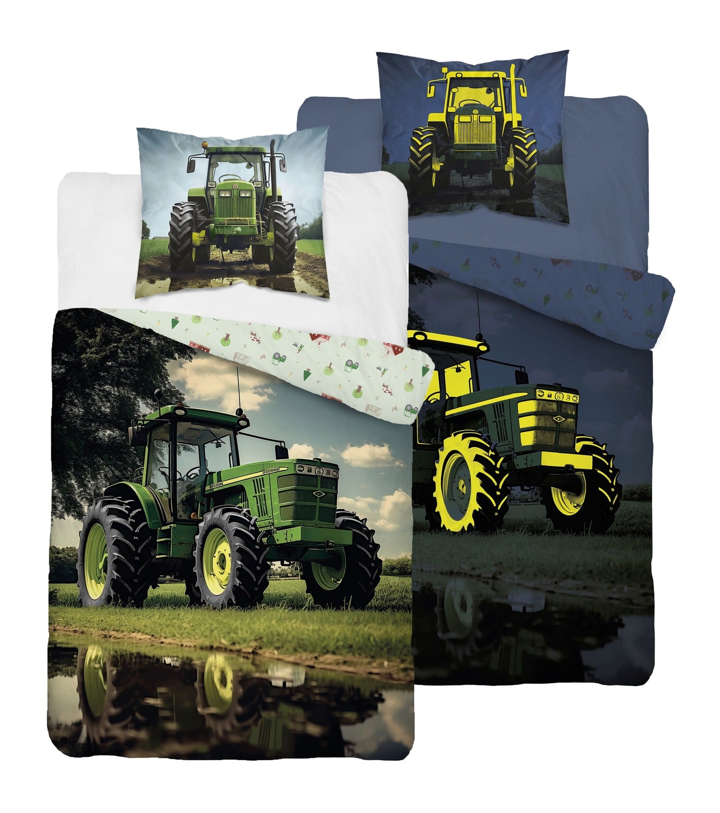 Tractor Dekbedovertrek Traktor 140x200 Katoen2in1 Glow in the Dark