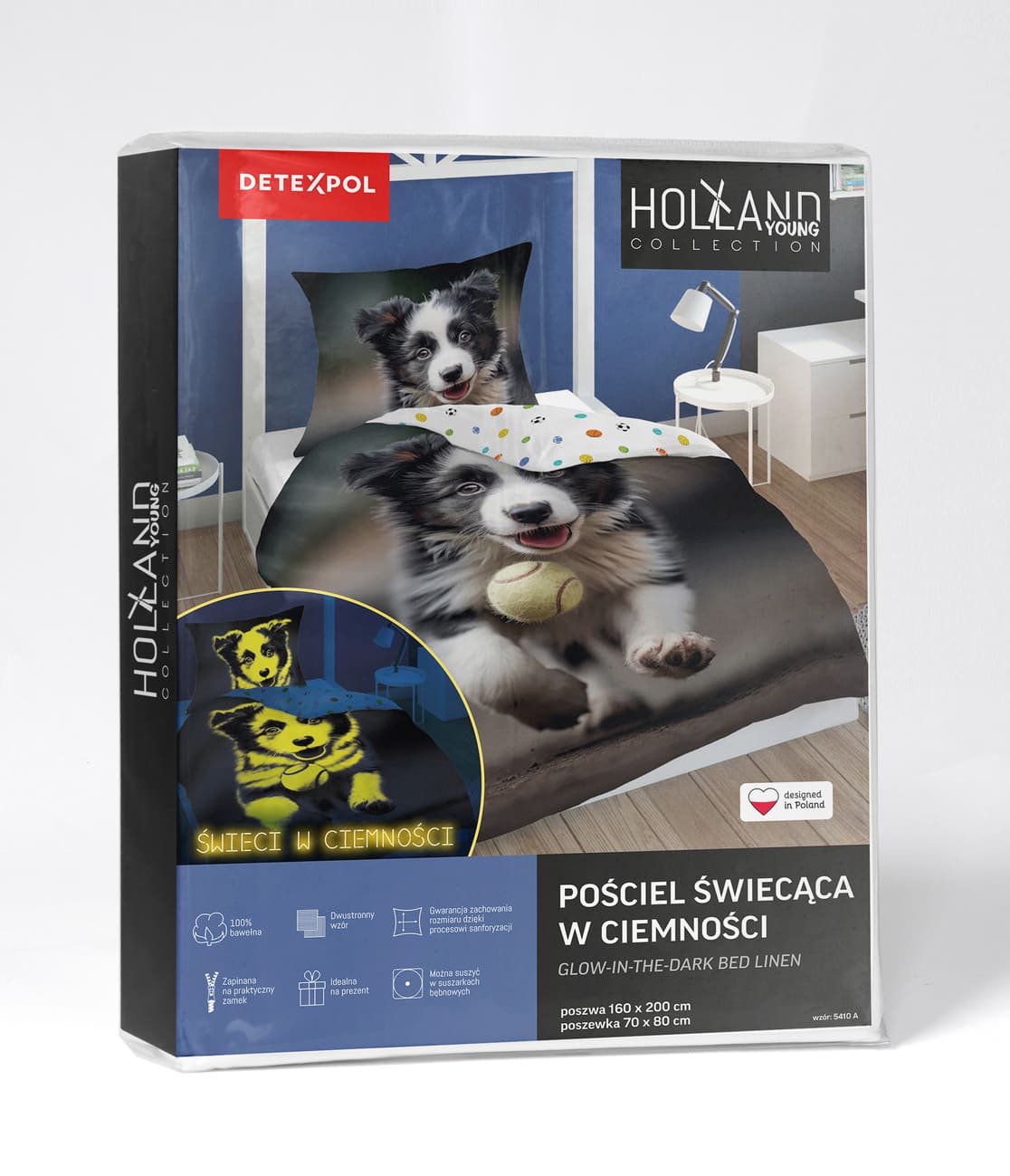 Hond dekbedovertrek 140x200 Duurzaam Puppy Glow in the Dark 2in1