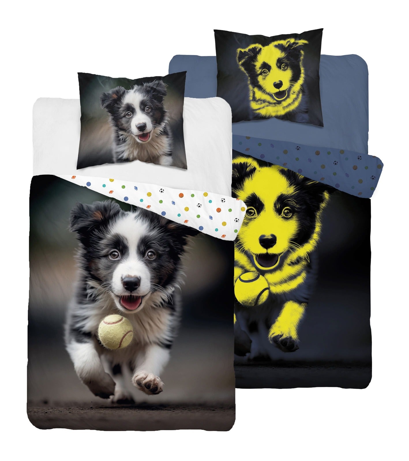 Hond dekbedovertrek 140x200 Duurzaam Puppy Glow in the Dark 2in1