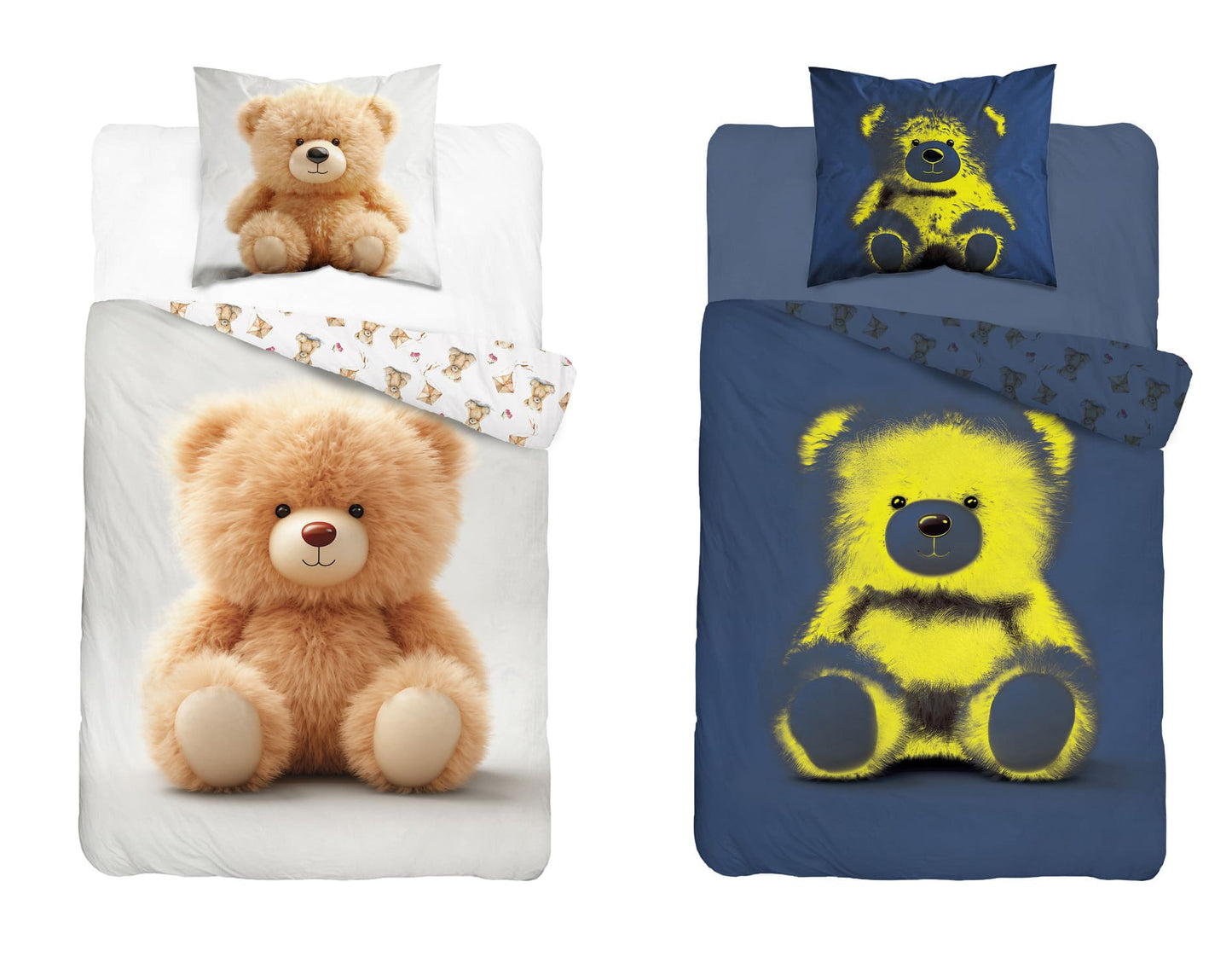 Teddy Bear dekbedovertrek 140x200 Duurzaam Glow in the Dark 2in1