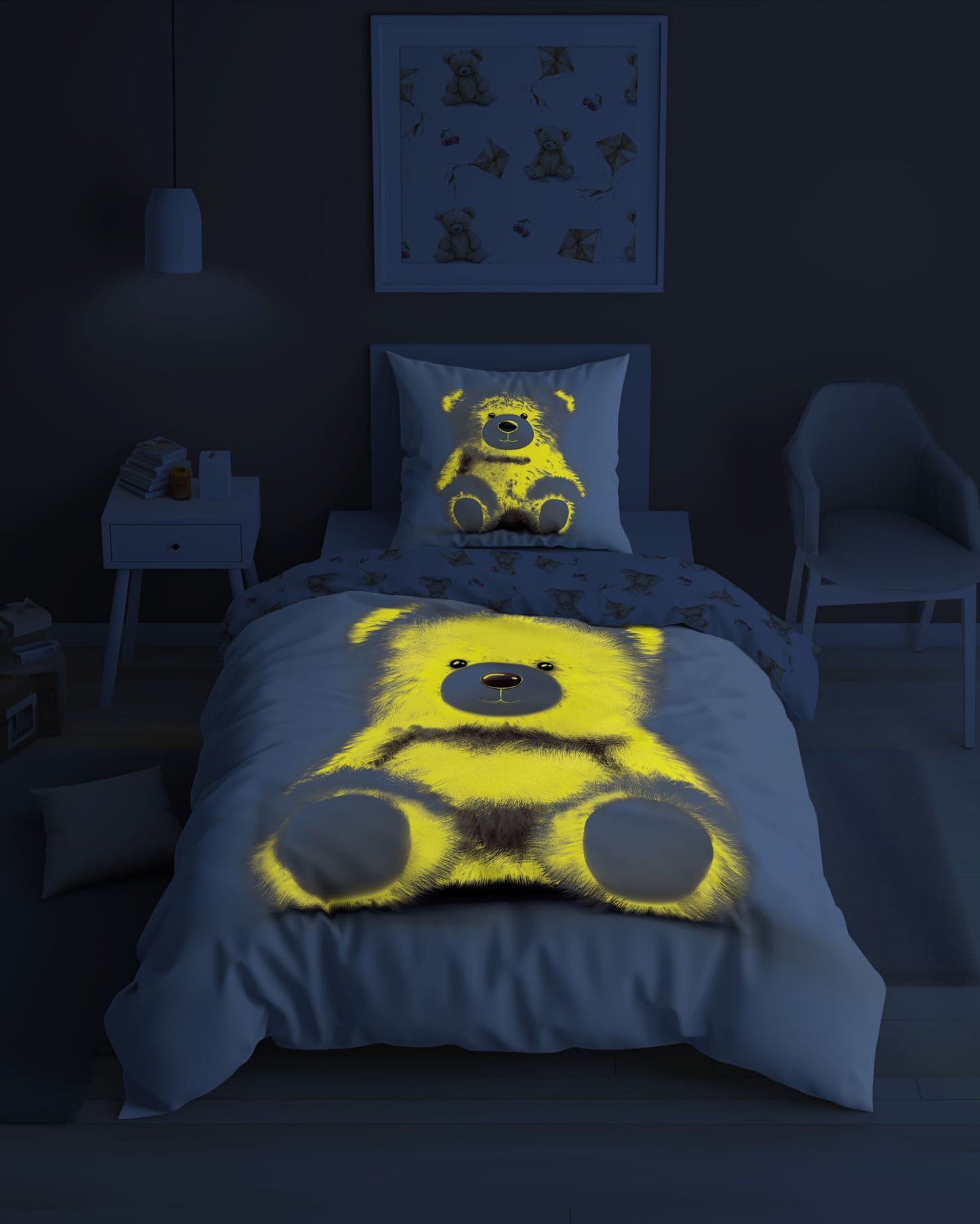 Teddy Bear dekbedovertrek 140x200 Duurzaam Glow in the Dark 2in1