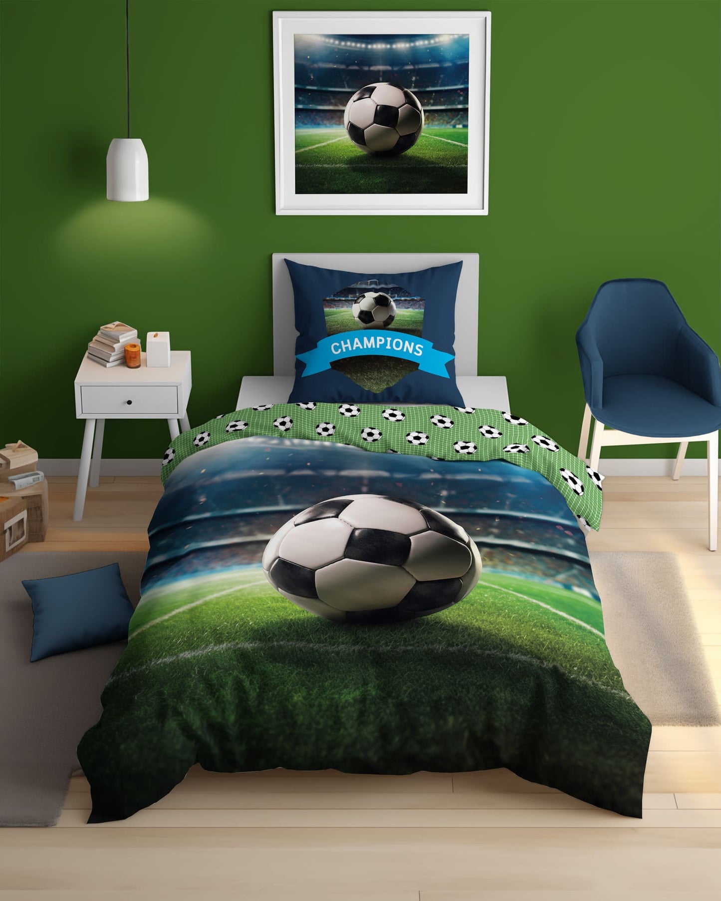 Voetbal Dekbedovertrek Glow in the Dark 140x200 Duurzaam 2in1