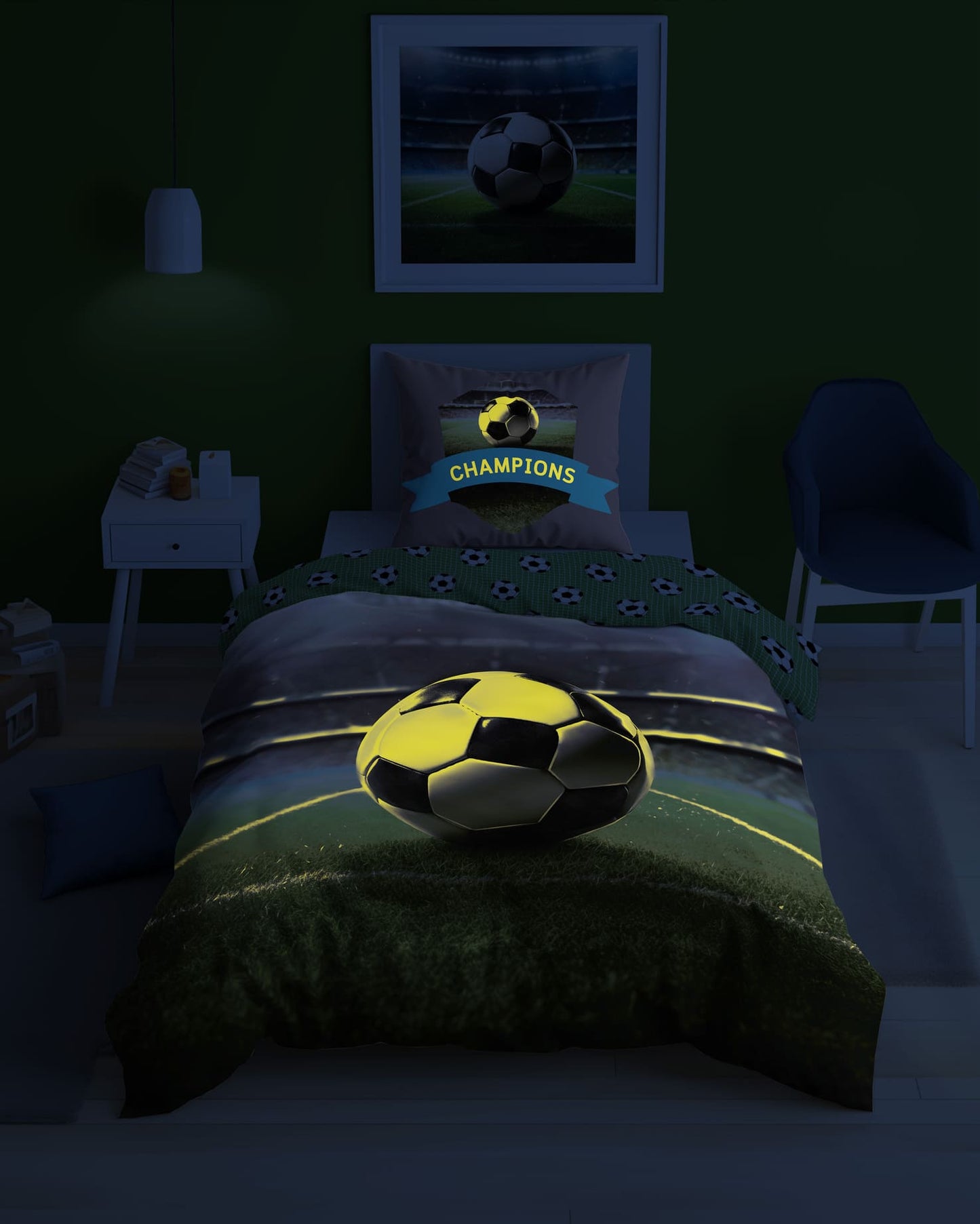 Voetbal Dekbedovertrek Glow in the Dark 140x200 Duurzaam 2in1