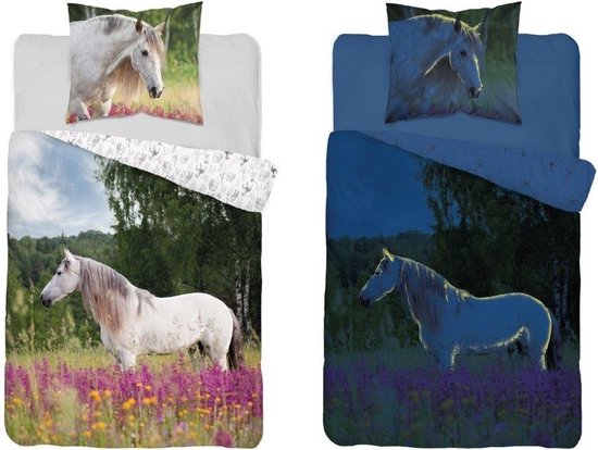 Paard Dekbedovertrek 140x200 Katoen GLOW in the DARK 2in1