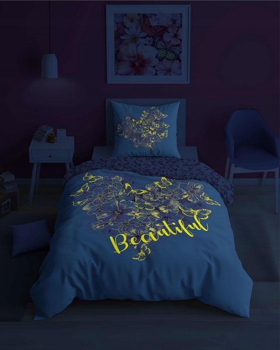 Hart Dekbedovertrek 140x200cm Katoen 2in1 GLow in the Dark