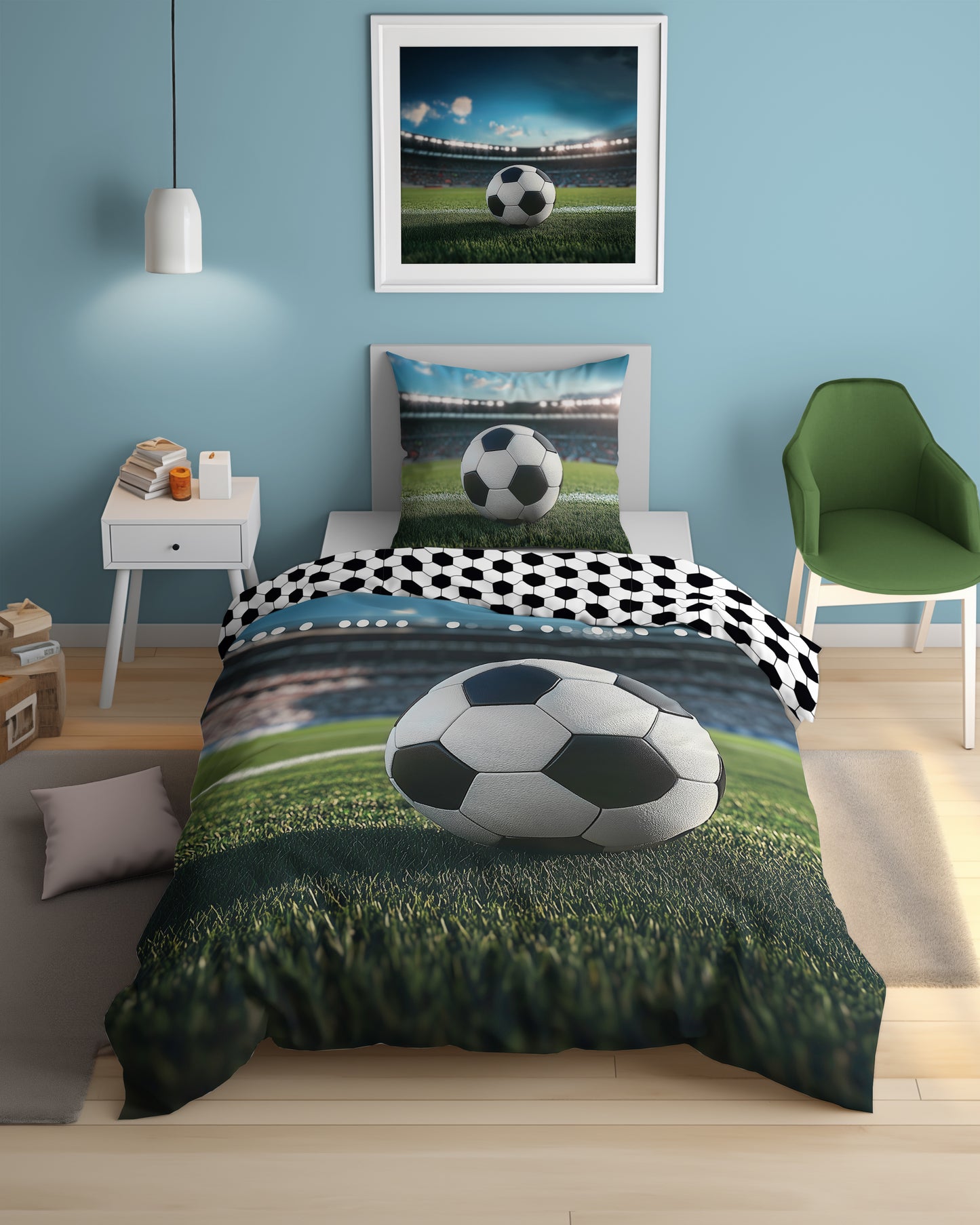 Voetbal Dekbedovertrek Glow in the Dark 140x200 Duurzaam 2in1