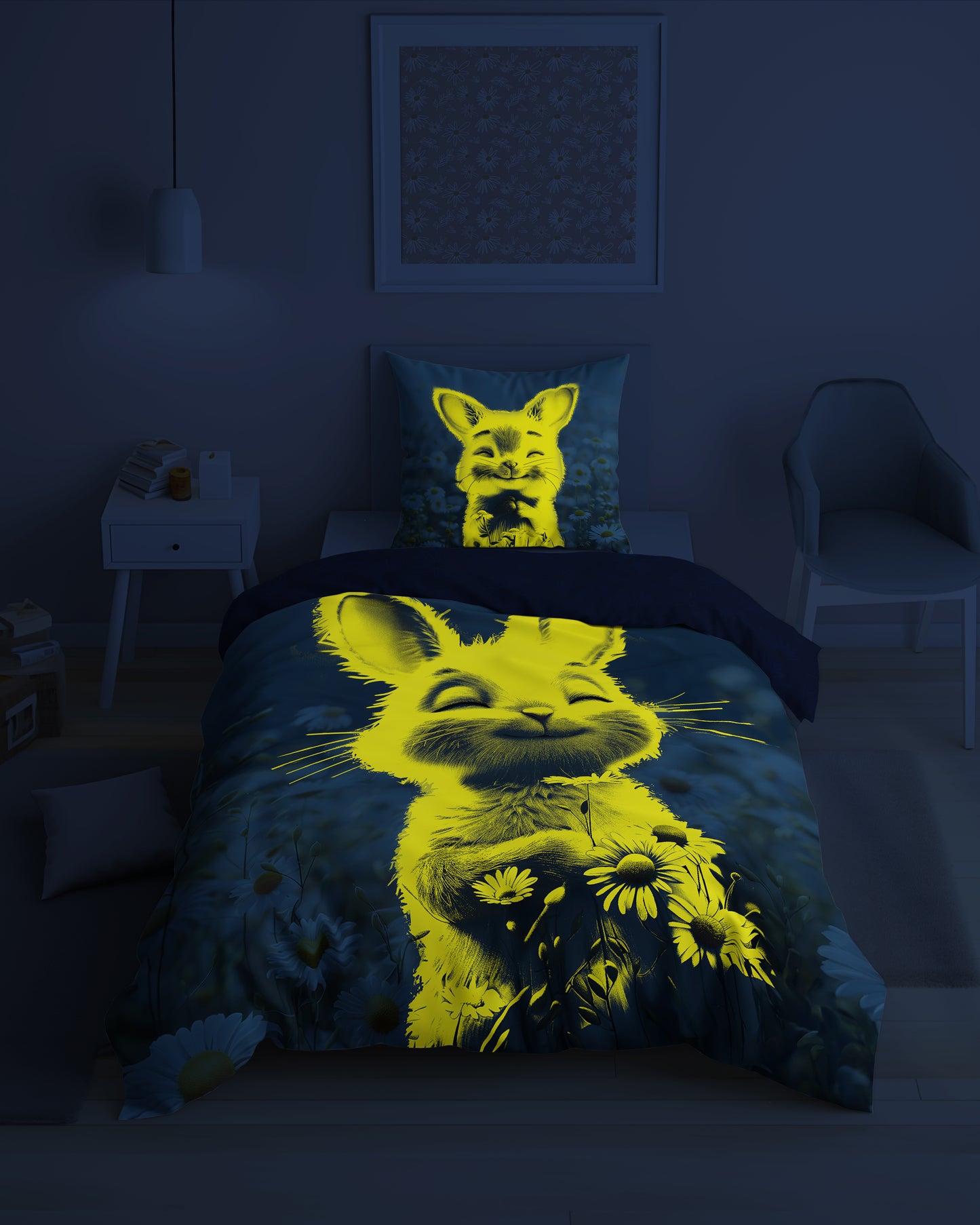 Konijn Dekbedovertrek 140x200 Duurzaam 2in1 Glow in The Dark