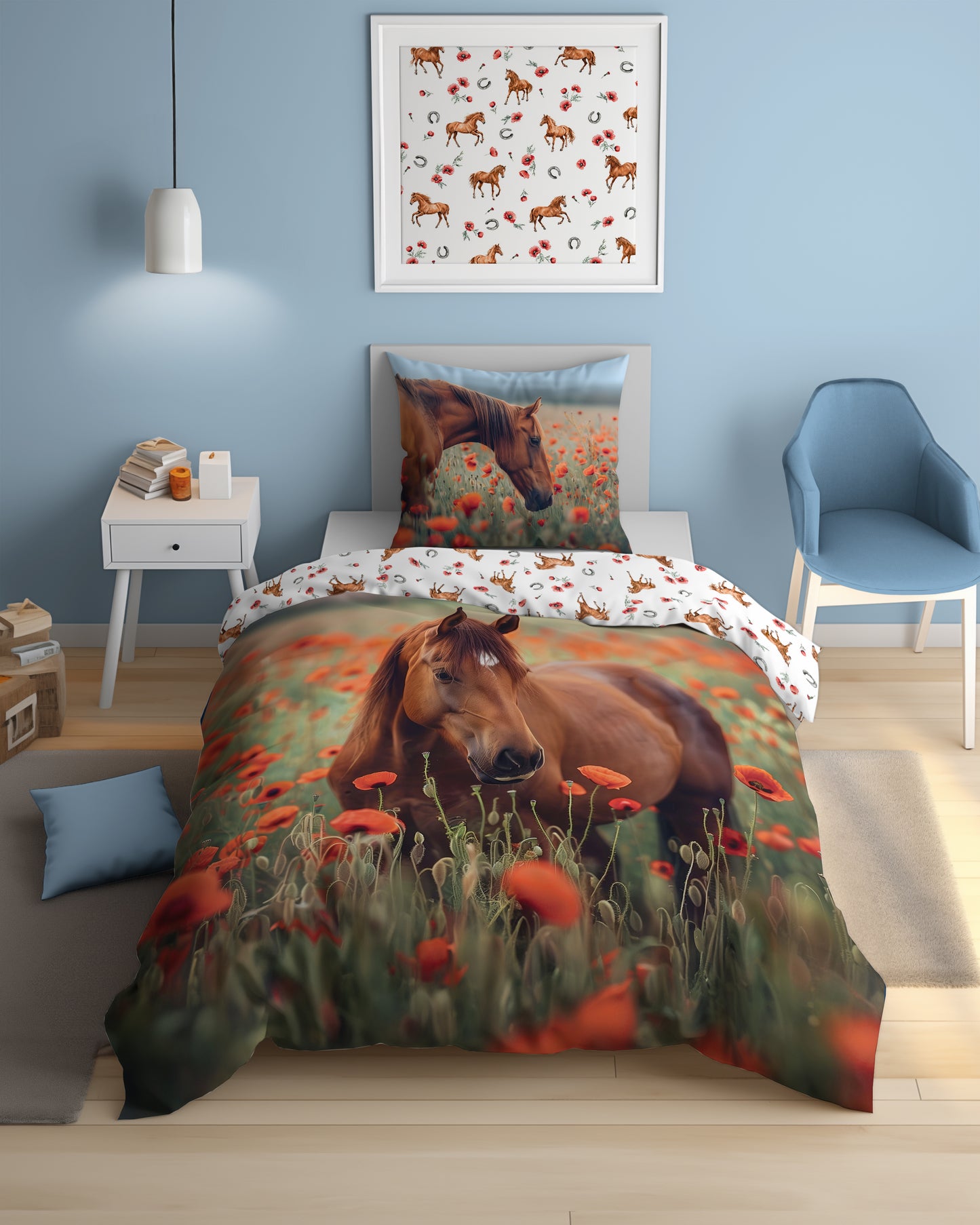 Paard Dekbedovertrek 140x200 Katoen GLOW in the DARK 2in1