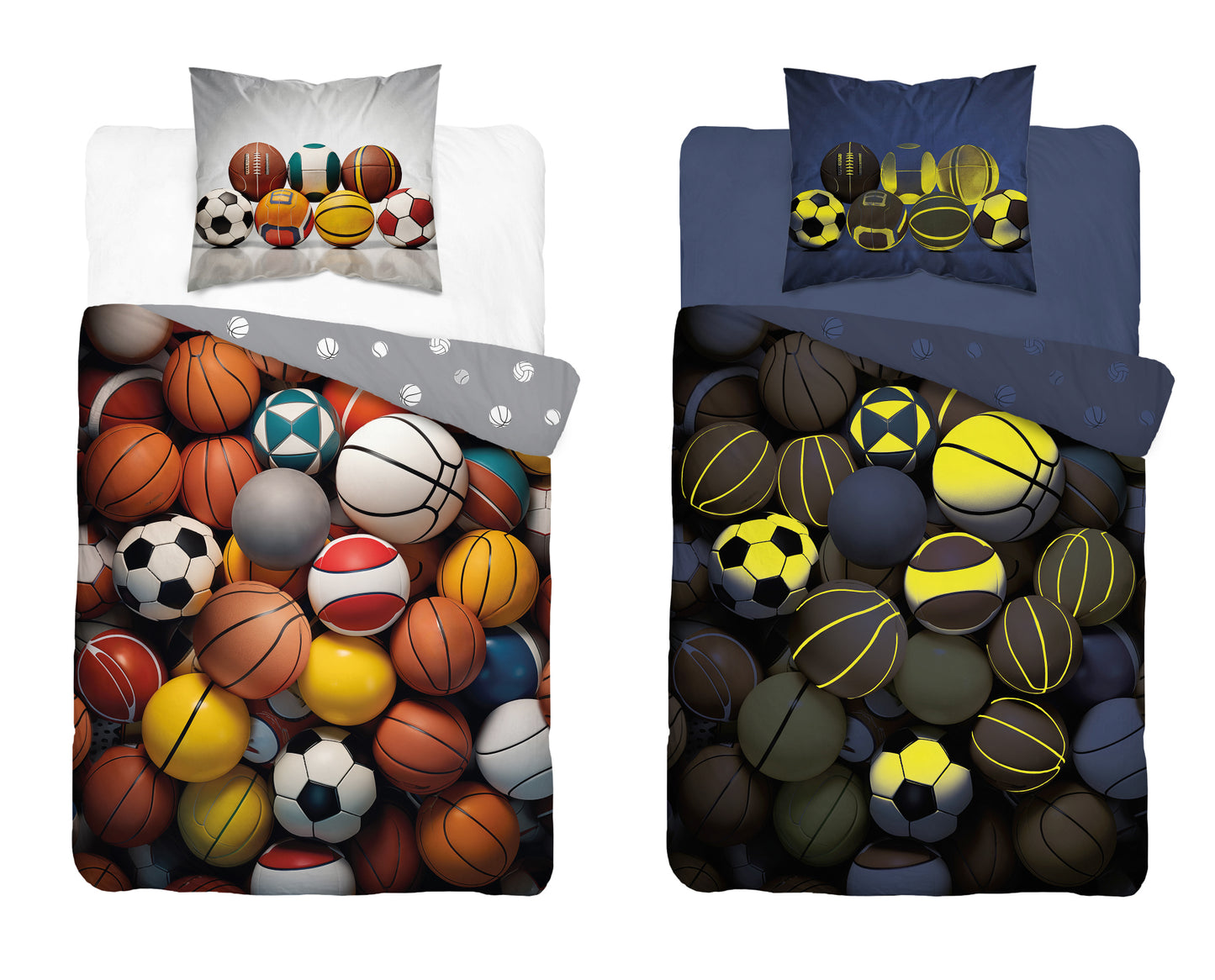Basketball Dekbedovertrek 140x200 Polyester 2in1 GLOW IN THE DARK