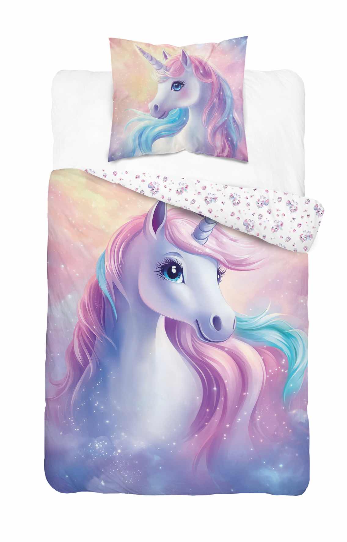 Unicorn Dekbedovertrek 140x200 GroteKussensloop 70x80 2in1