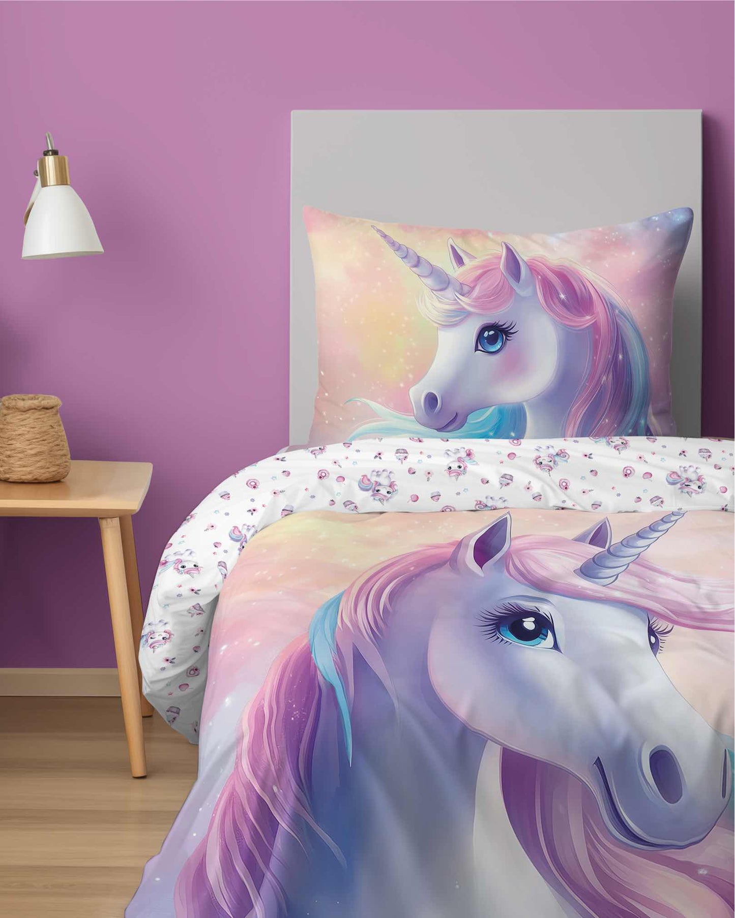 Unicorn Dekbedovertrek 140x200 GroteKussensloop 70x80 2in1