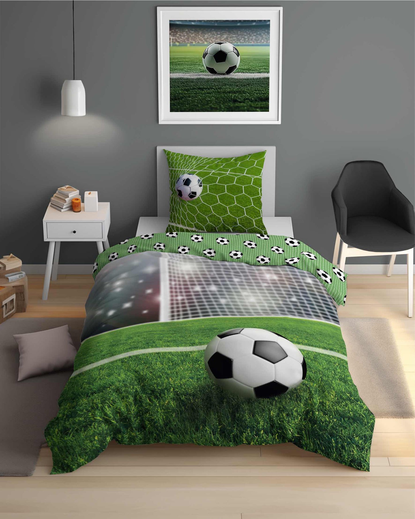 Voetbal Dekbedovertrek 140x200 Duurzaam Katoen 2in1