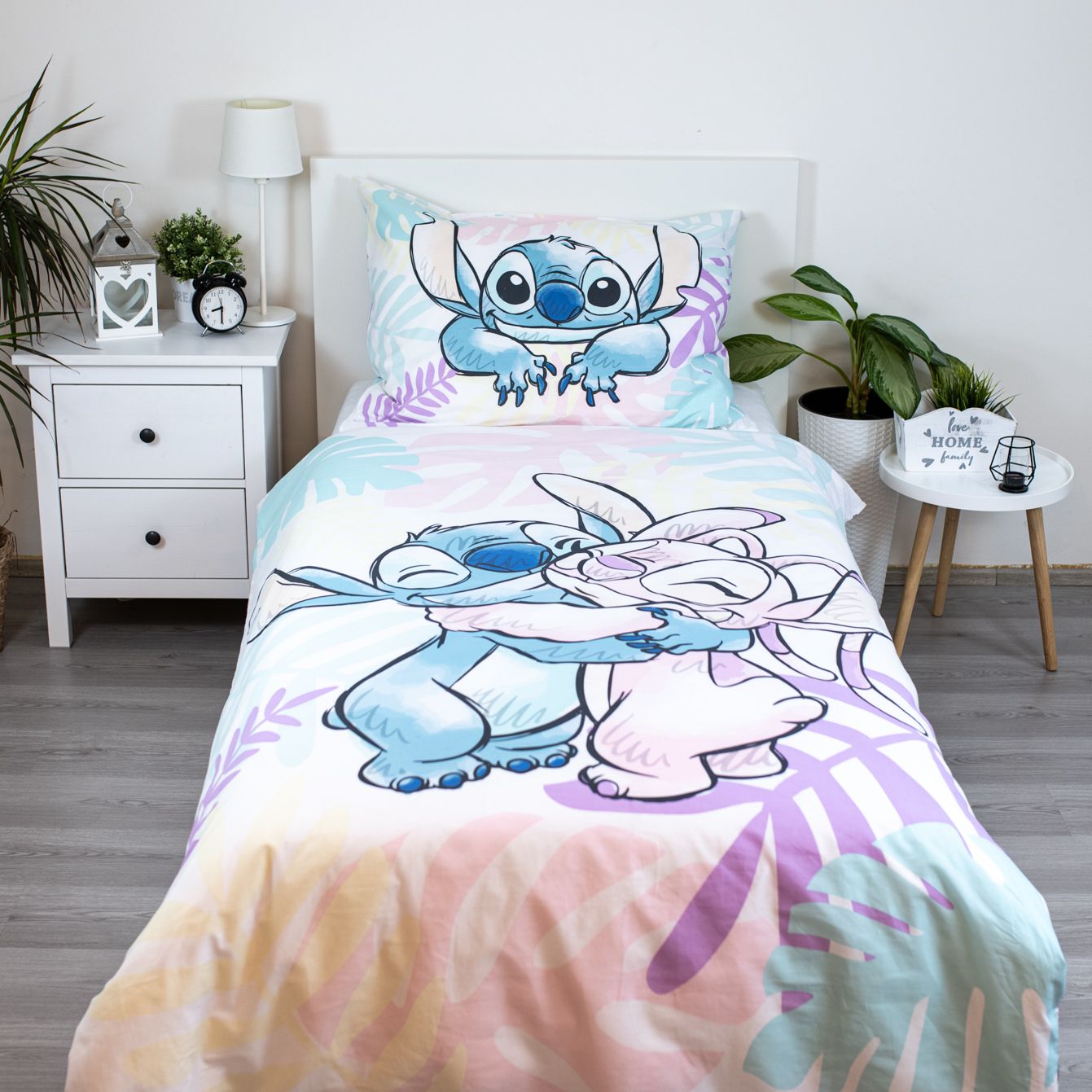 Stitch Lilo Dekbedovertrek 140x200 Duurzaam Polykatoen 2in1 Blaadjes