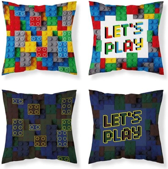 Bricks Game sierkussen 40x40cm INCL vulling 2in1 Glow in the Dark