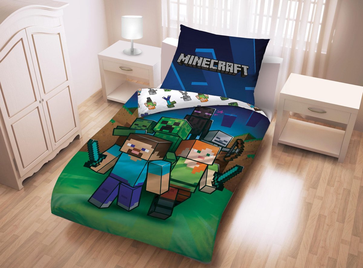 Minecraft Dekbedovertrek 140x200cm 2in1 Duurzaam