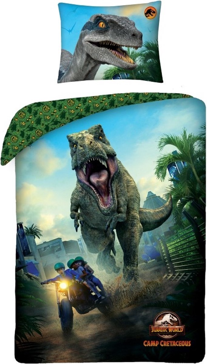 Jurassic World Dekbedovertrek 140x200 Dinosaurus Duurzaam Katoen 2in1