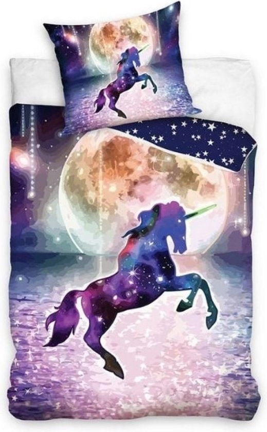 Unicorn Eenhoorn Dekbedovertrek 140x200 Katoen 2in 1