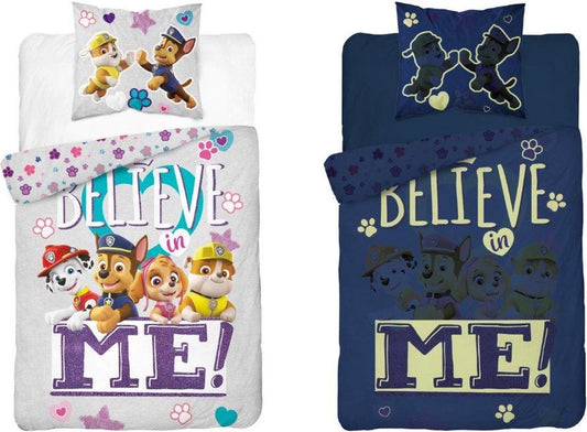 Paw Patrol Dekbedovertrek 140x200cm Glow in the dark Katoen 2in1