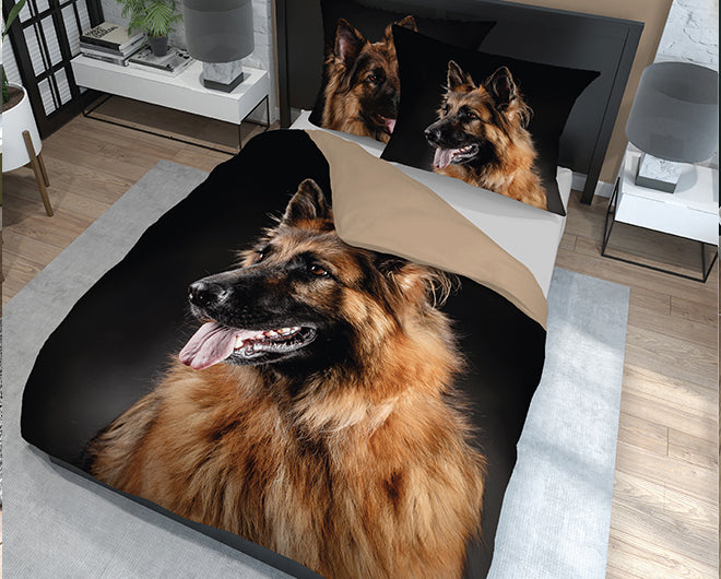Hond Herder Dekbedovertrek Tweepersoons 220x200 2in1 Duurzaam 3D Effect