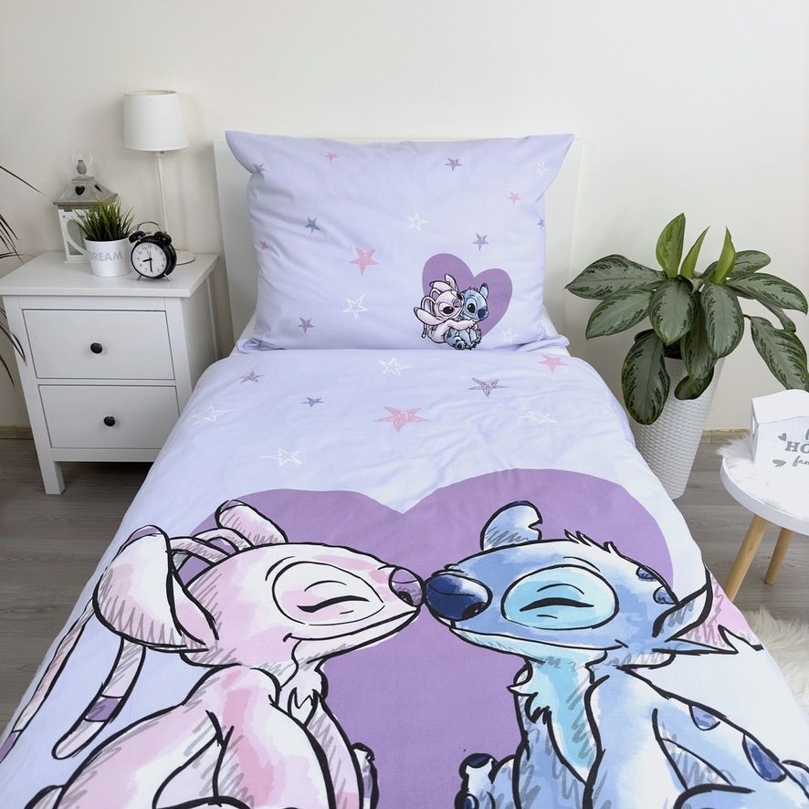 Disney Lilo Stitch Eenpersoons Dekbedovertrek 140x200 cm Katoen 2in1 Duurzaam