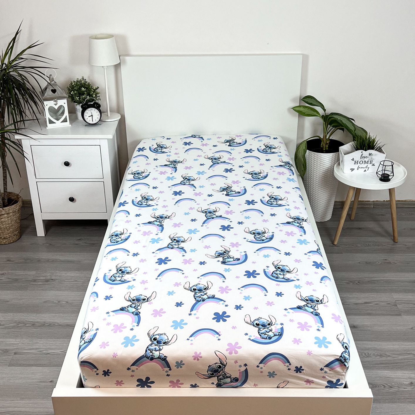 Lilo en Stitch Hoeslaken 90x200 Duurzaam Katoen Regenboog