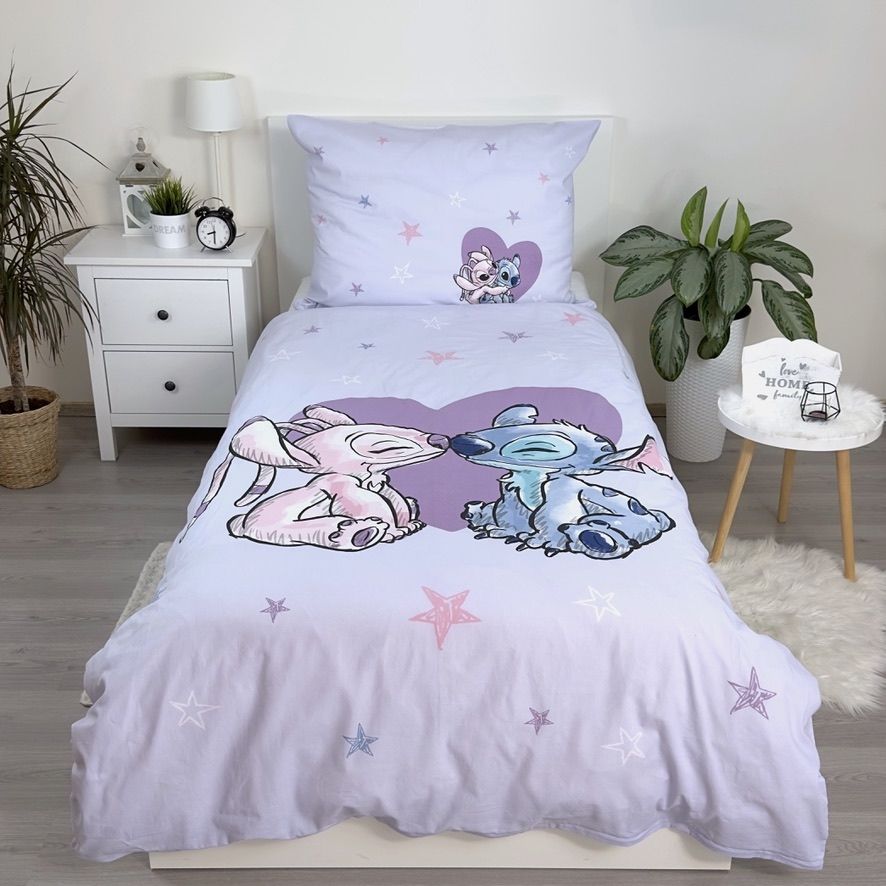 Disney Lilo Stitch Eenpersoons Dekbedovertrek 140x200 cm Katoen 2in1 Duurzaam