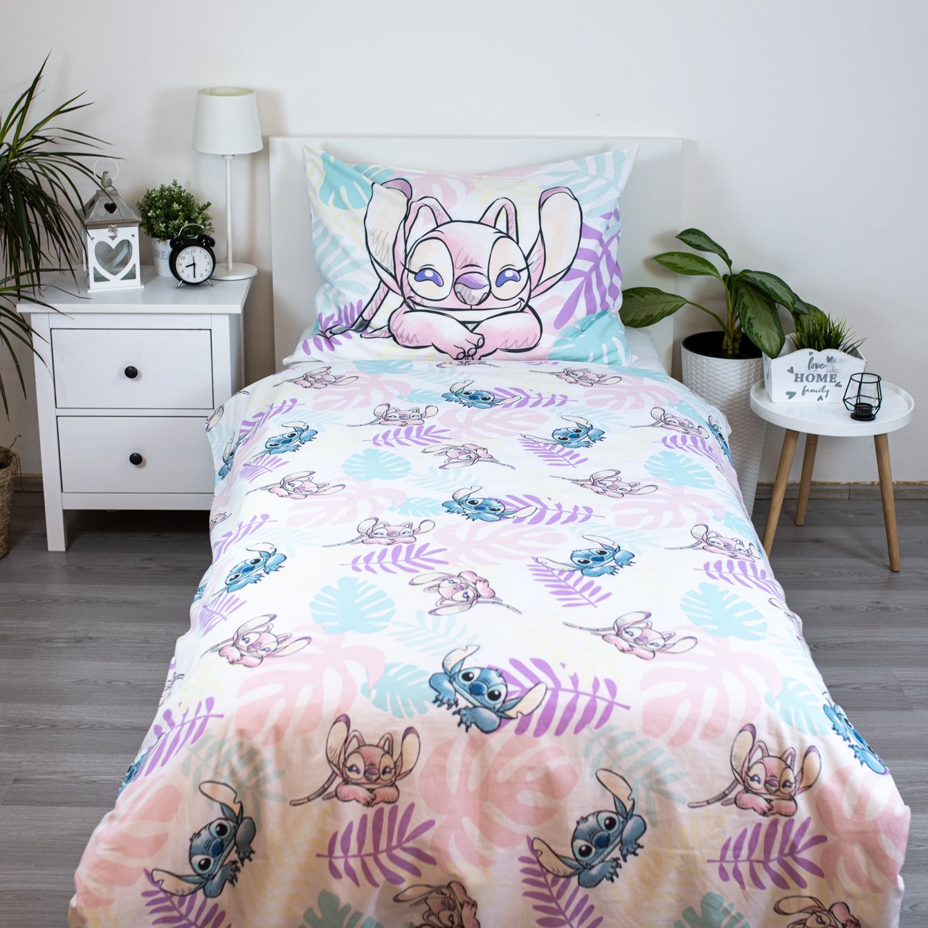 Stitch Lilo Dekbedovertrek 140x200 Duurzaam Polykatoen 2in1 Blaadjes