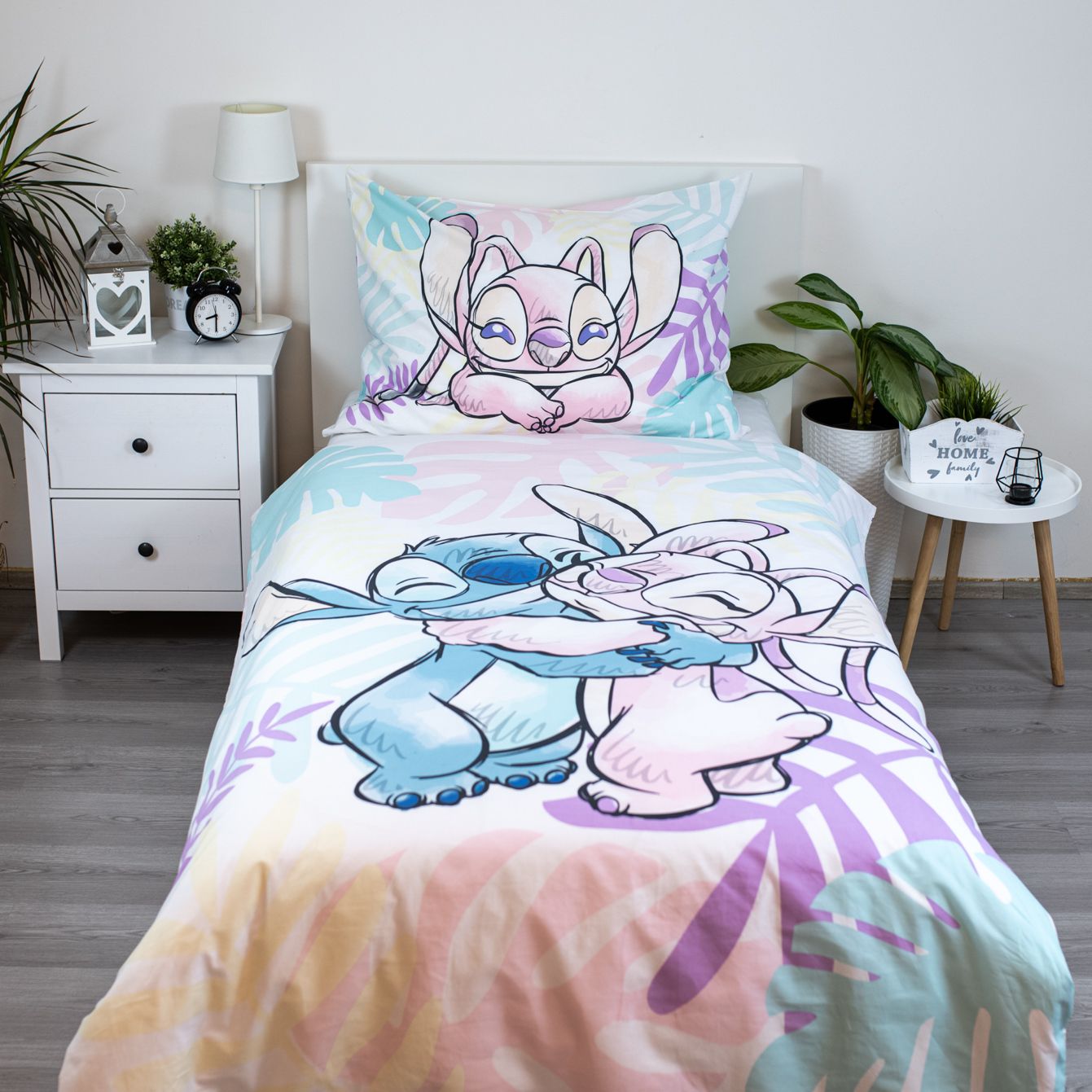 Stitch Lilo Dekbedovertrek 140x200 Duurzaam Polykatoen 2in1 Blaadjes