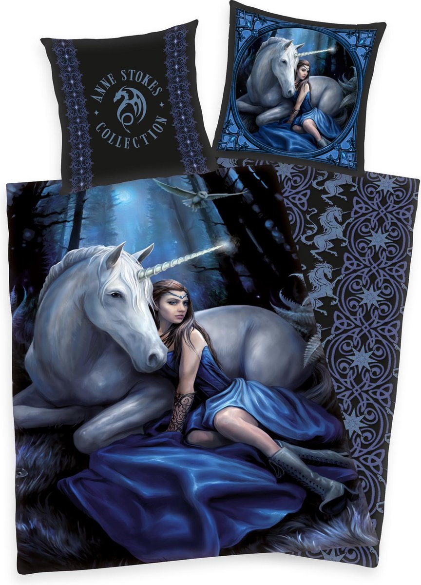 Unicorn Anne Stokes Dekbedovertrek 140x200 GroteKussensloop 70x90 2in1