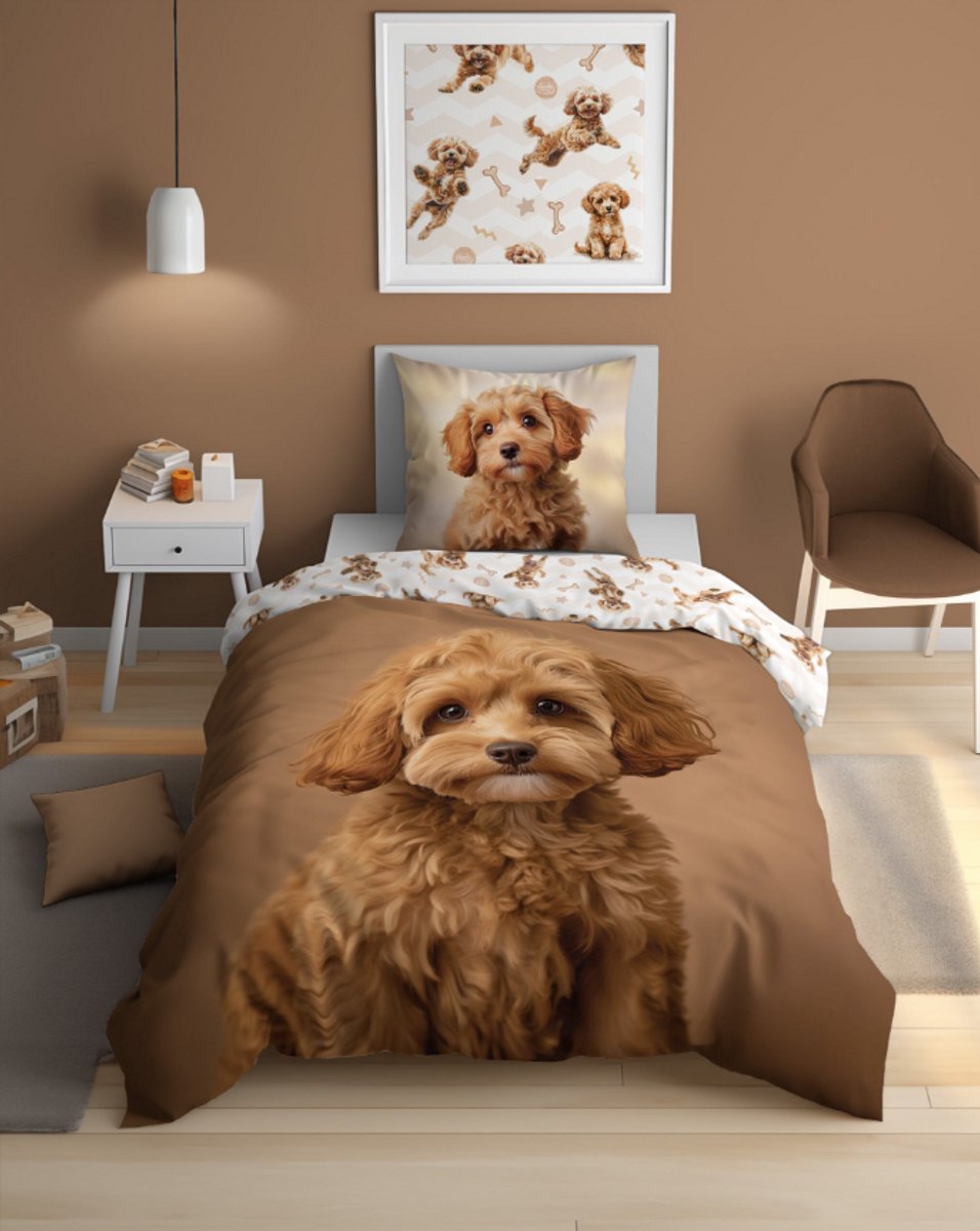 Labradoodle dekbedovertrek 140x200 Duurzaam Puppy 2in1
