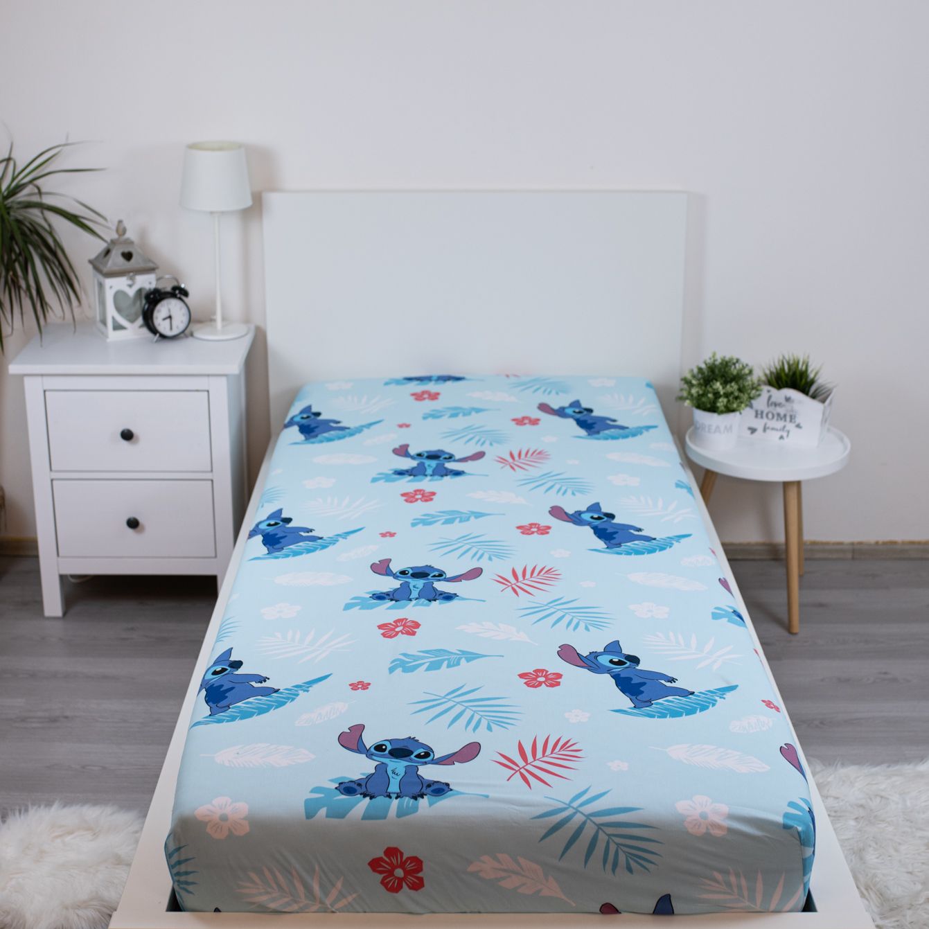 Lilo en Stitch Hoeslaken 90x200 Duurzaam Katoen Blauw