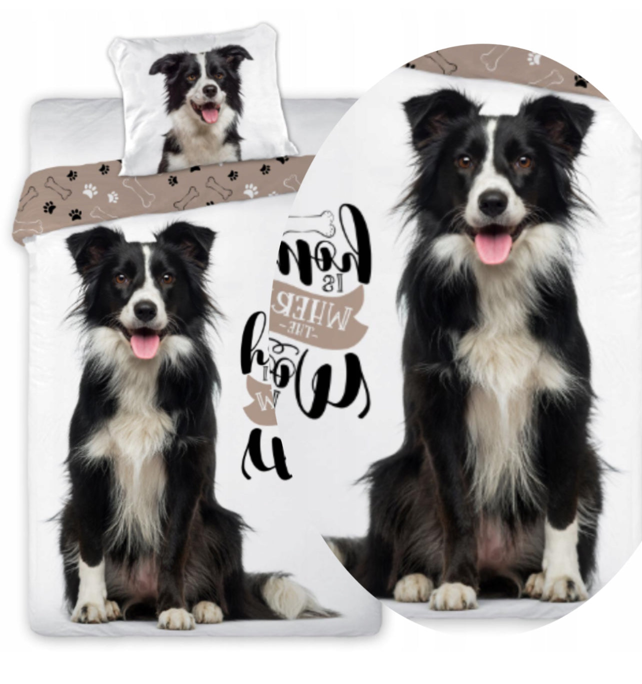 Border Collie Hond Dekbedovertrek 140x200 Duurzaam Katoen 2in1