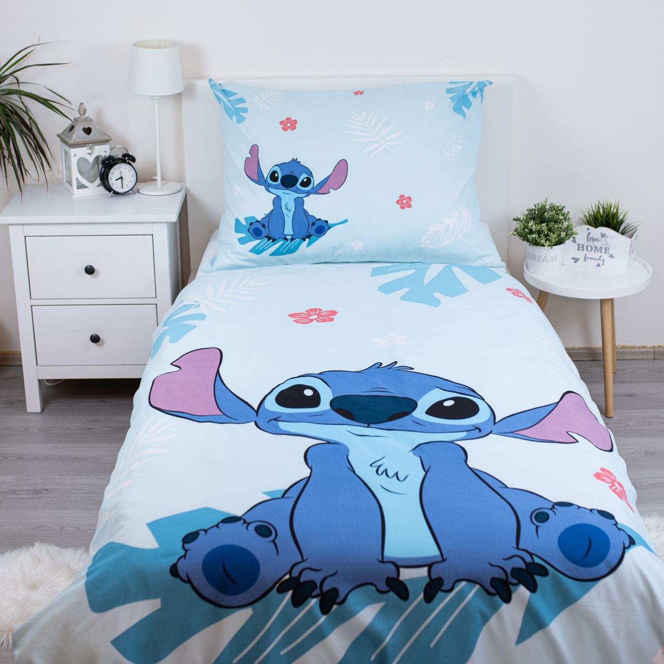 Disney Lilo Stitch Eenpersoons Dekbedovertrek 140x200 cm Katoen 2in1 Duurzaam