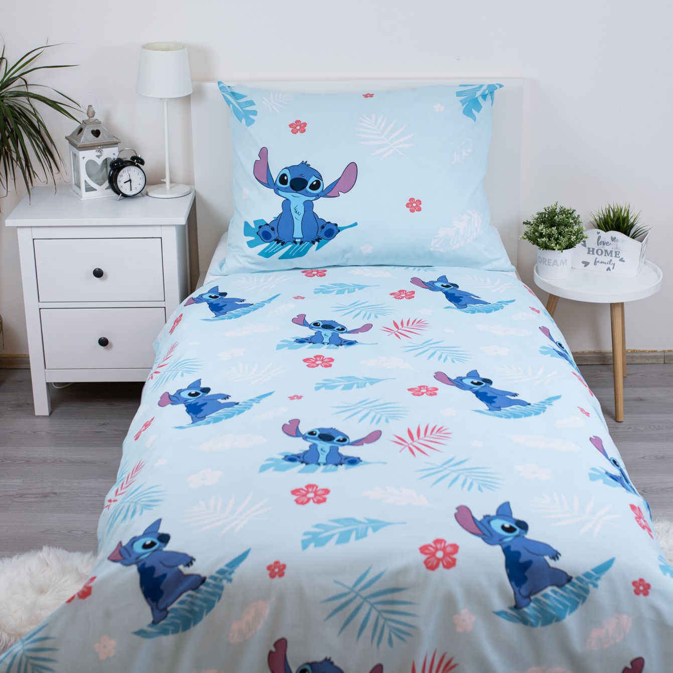 Disney Lilo Stitch Eenpersoons Dekbedovertrek 140x200 cm Katoen 2in1 Duurzaam