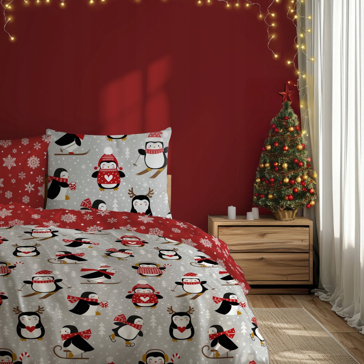 Christmas Dekbedovertrek 140x200 Kerst Katoen Santa Xmas Kerstman 2in1