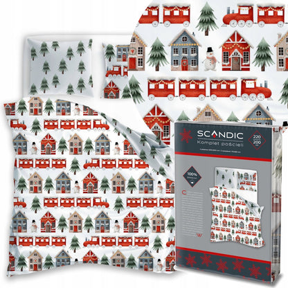 Kerst Dekbedovertrek Christmas 220x200cm  Kussensloop 70x80cm Katoen