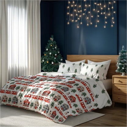 Kerst Dekbedovertrek Christmas 220x200cm  Kussensloop 70x80cm Katoen