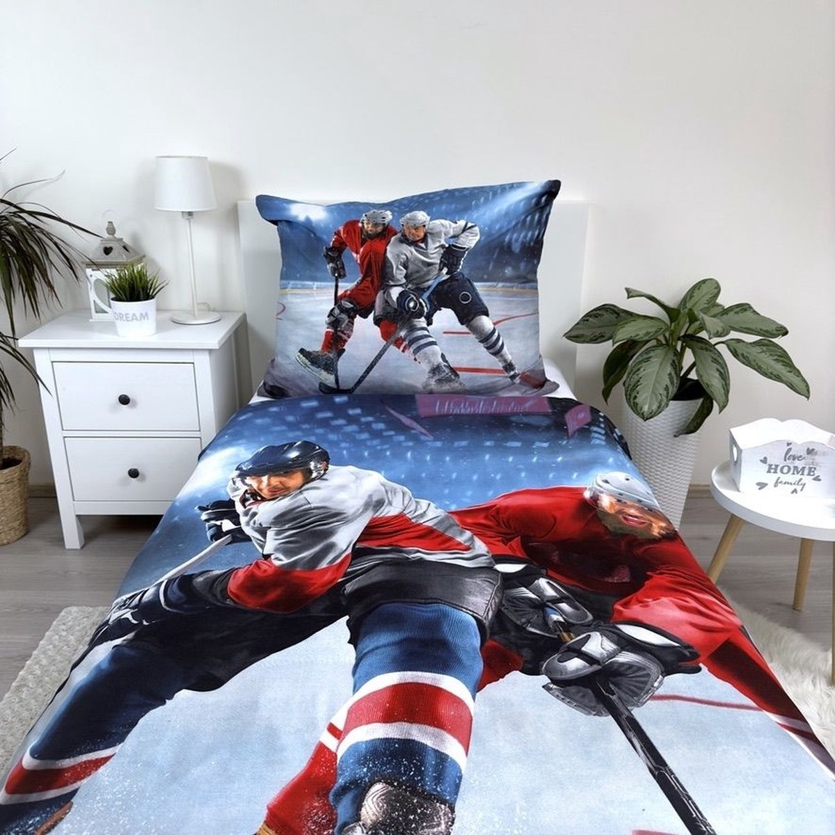 Dekbedovertrek IJshockey 140x200 Duurzaam Polyester 3D Effect 2in1