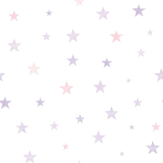 Little Ones Sterren roze/lila Behang