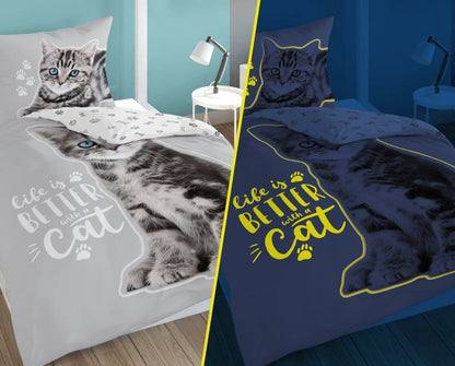 Poes Dekbedovertrek 140x200 GLow In the Dark Duurzaam