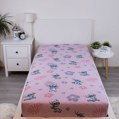 Lilo en Stitch Hoeslaken 90x200 Duurzaam Katoen Roze